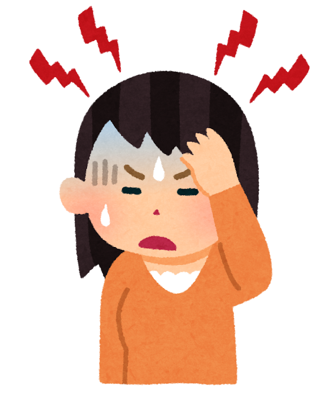 頭痛のつらさを訴える女性のイラスト(整体症状例)