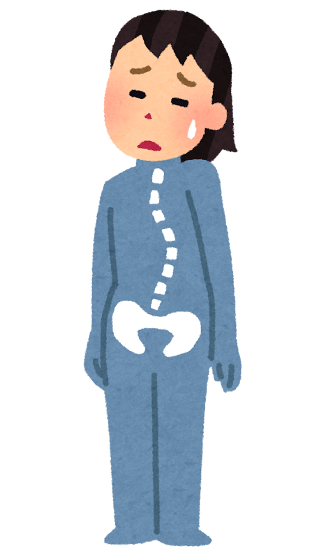 背骨が歪んで姿勢が崩れた状態のイラスト｜鹿児島のまどか整体院